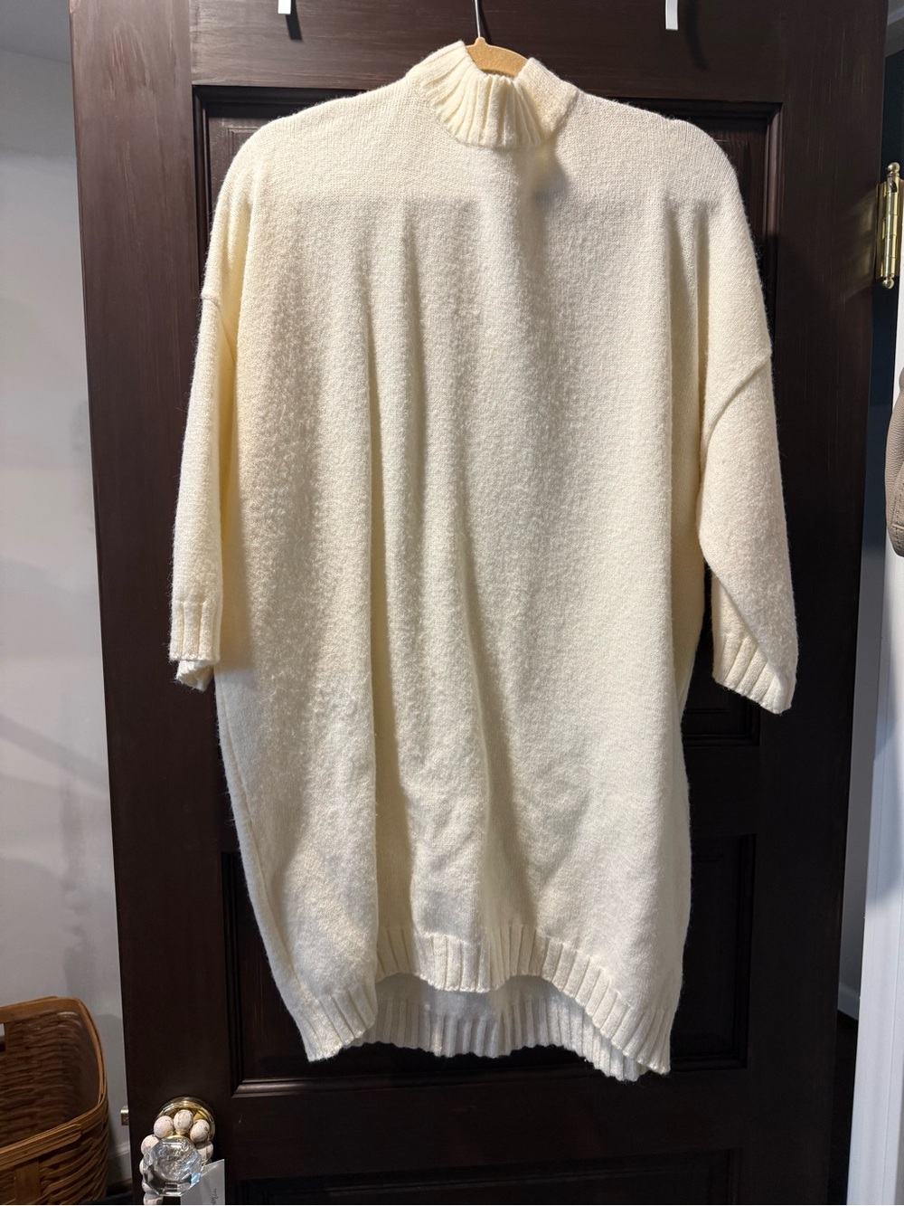 Cream Mock Neck Sweater Tunic